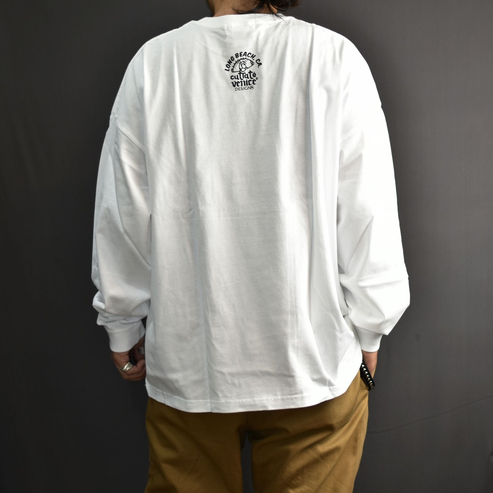 ×VENICE8 COFFEE HOUSE G.O.D DROP SHOULDER L/S TEE (WHT) / ドロップショルダー ロンT