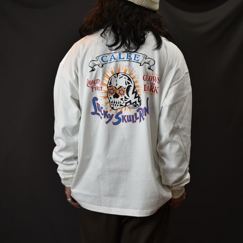LUCKY SKULL RING LOGO DROP SHOULDER L/S TEE (WHITE) / ラッキースカルリング ロゴ ドロップショルダー ロンT