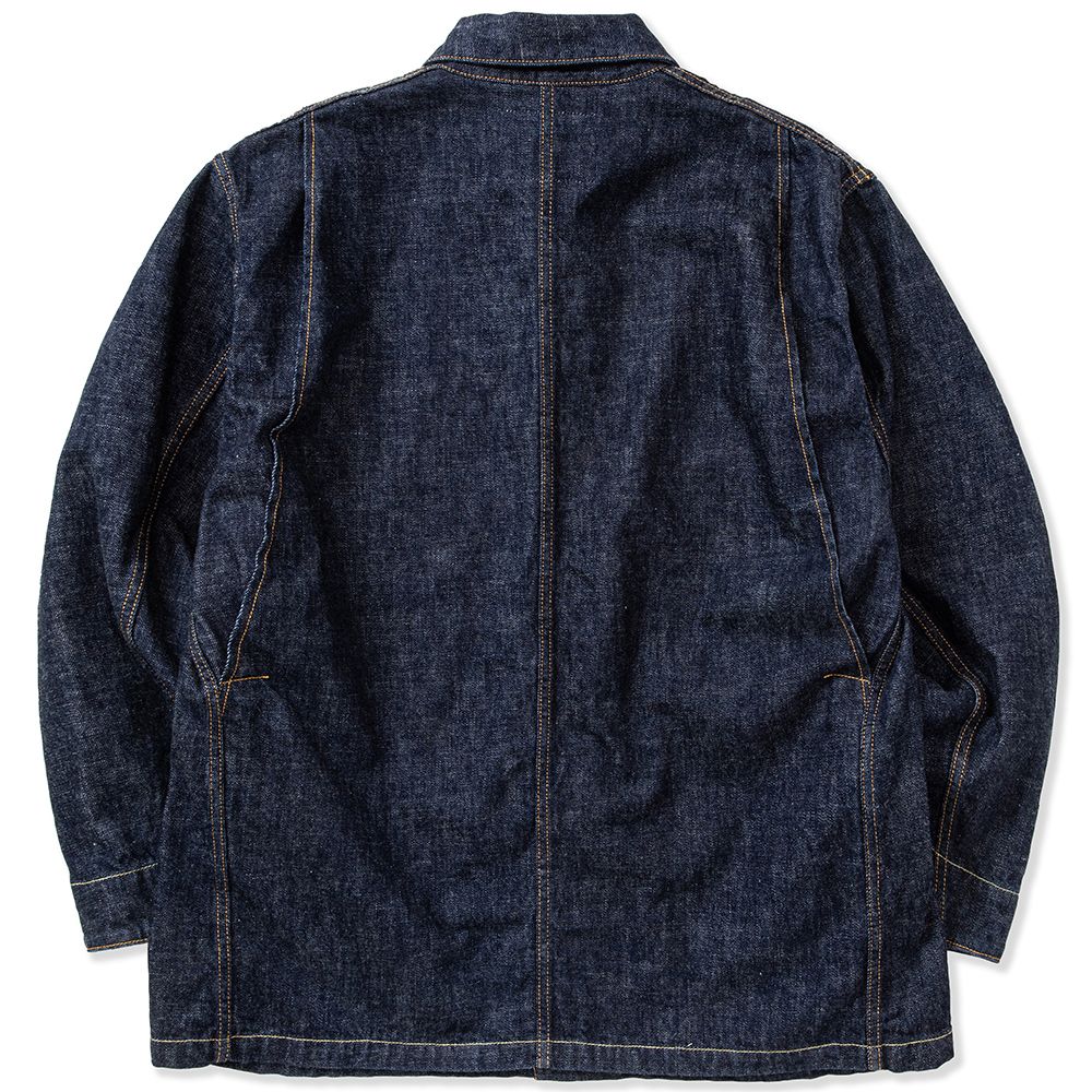 CALEE - 1st type no collar denim jacket -one wash- (Ow Indigo blue 