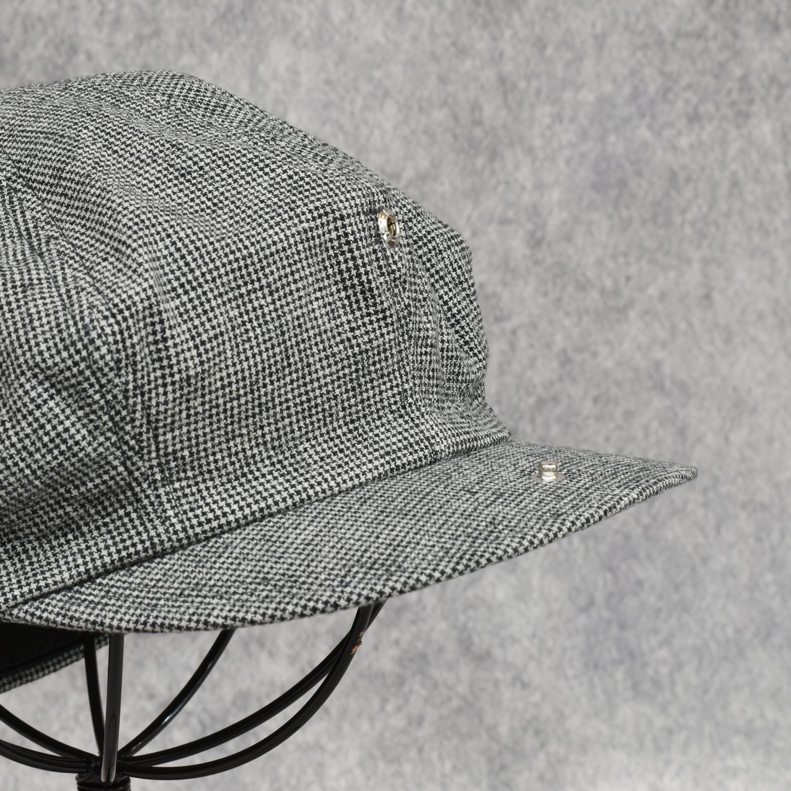 Linen Houndstooth Casquette "OLDBOY" (IVORY) / 千鳥格子 キャスケット