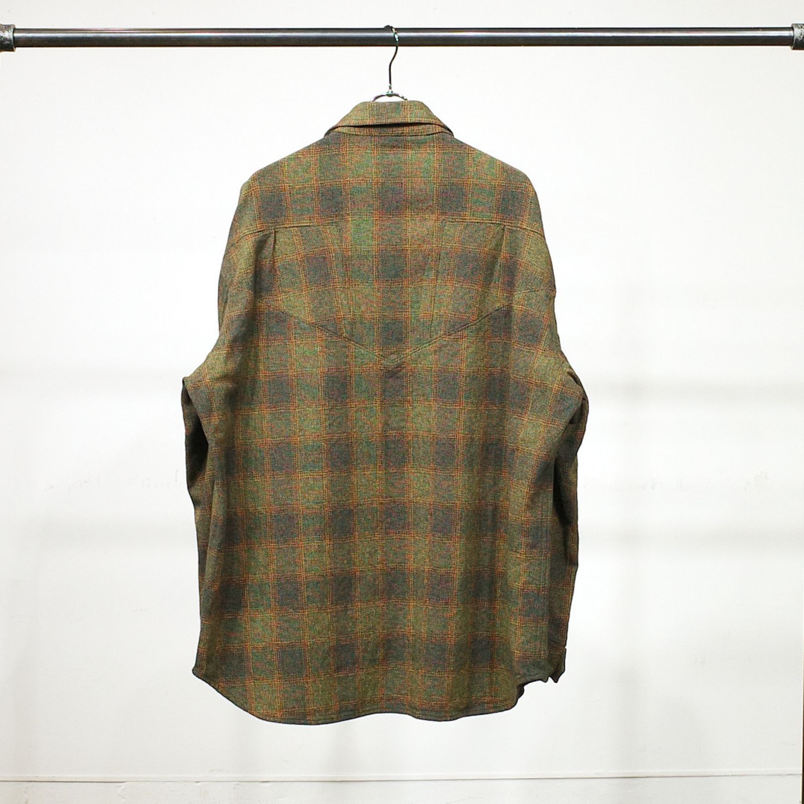 MOTTLE YARN HERRINGBONE OMBRE CPO (GREEN)｜オンブレチェック シーピーオーシャツ｜375202