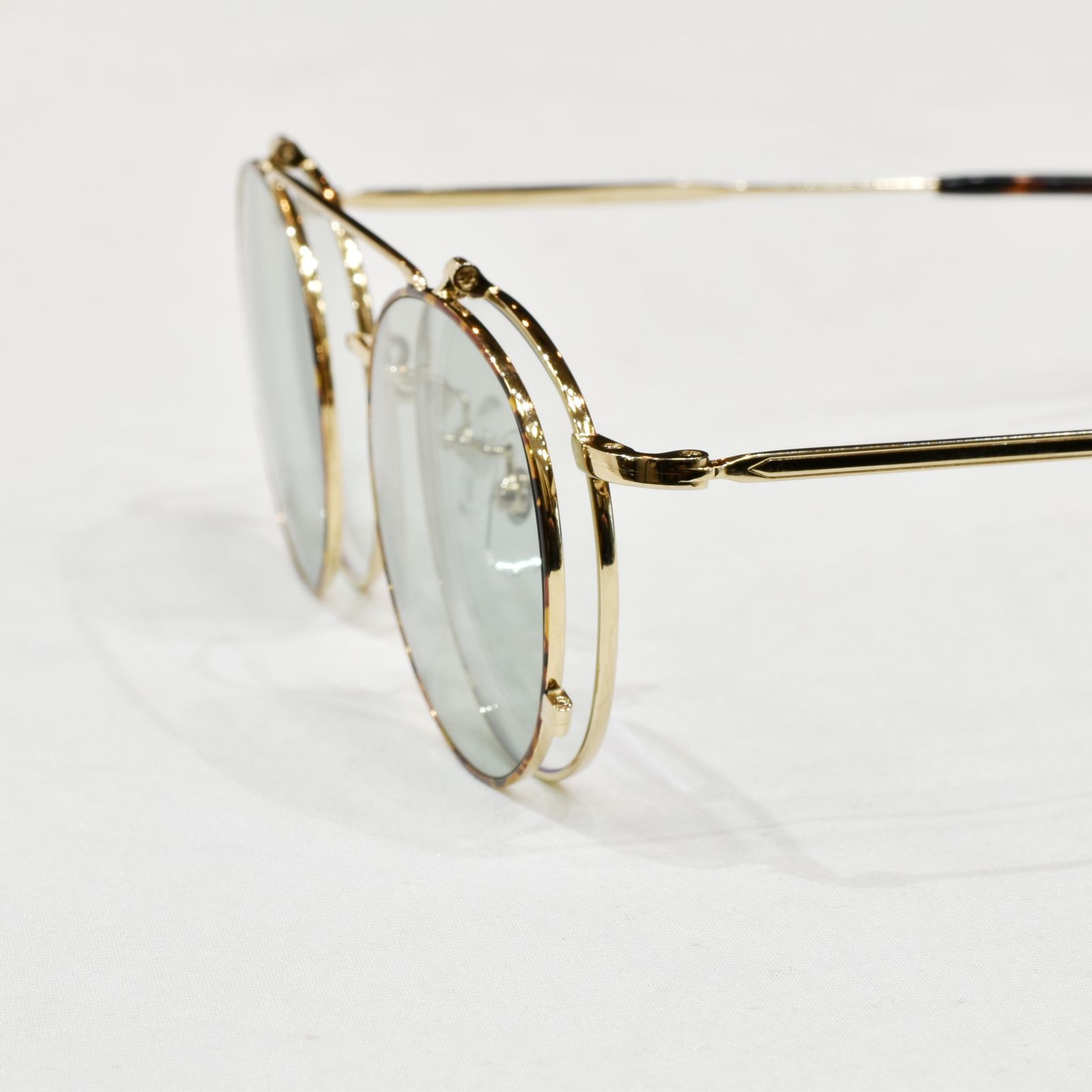 FLIP UP TYPE CIRCLE METAL GLASSES (GOLD.GREEN) / フリップアップタイプ サークルメタル グラシズ