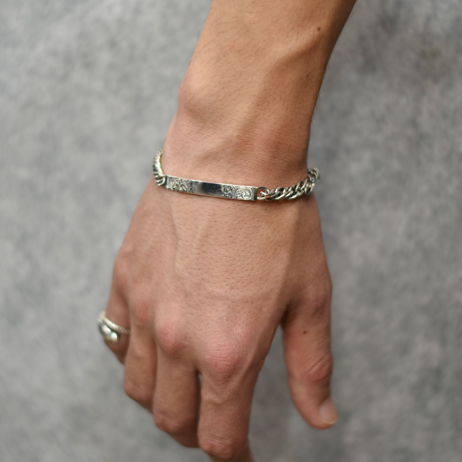 Silver925 ID Bracelet "ARABESQUE" (SILVER) / アイディー ブレスレット