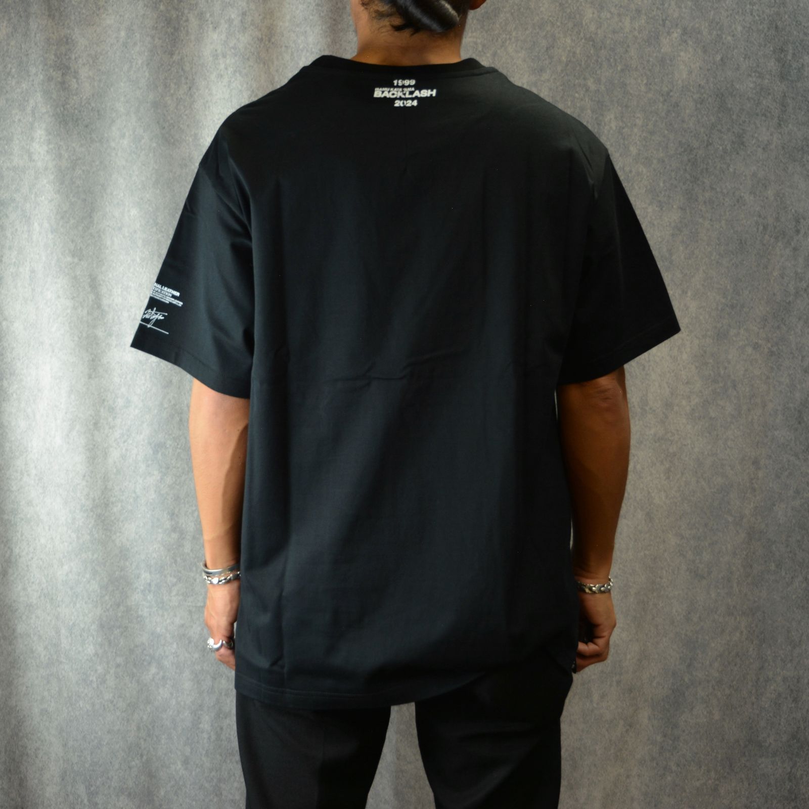 ハイゲージ天竺 ドロップショルダー Tシャツ (BLACK)