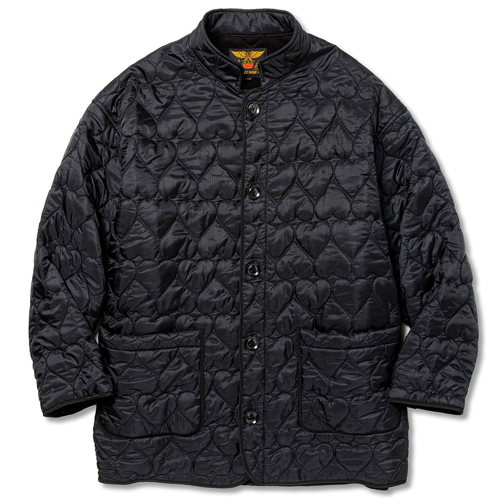 CALEE - Double ripstop heart quilting over jacket (BLACK) / ダブル