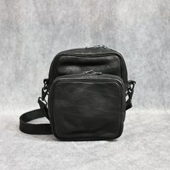 ダブルショルダー製品染め W ZIP ショルダーバッグ （BLACK）｜92-32