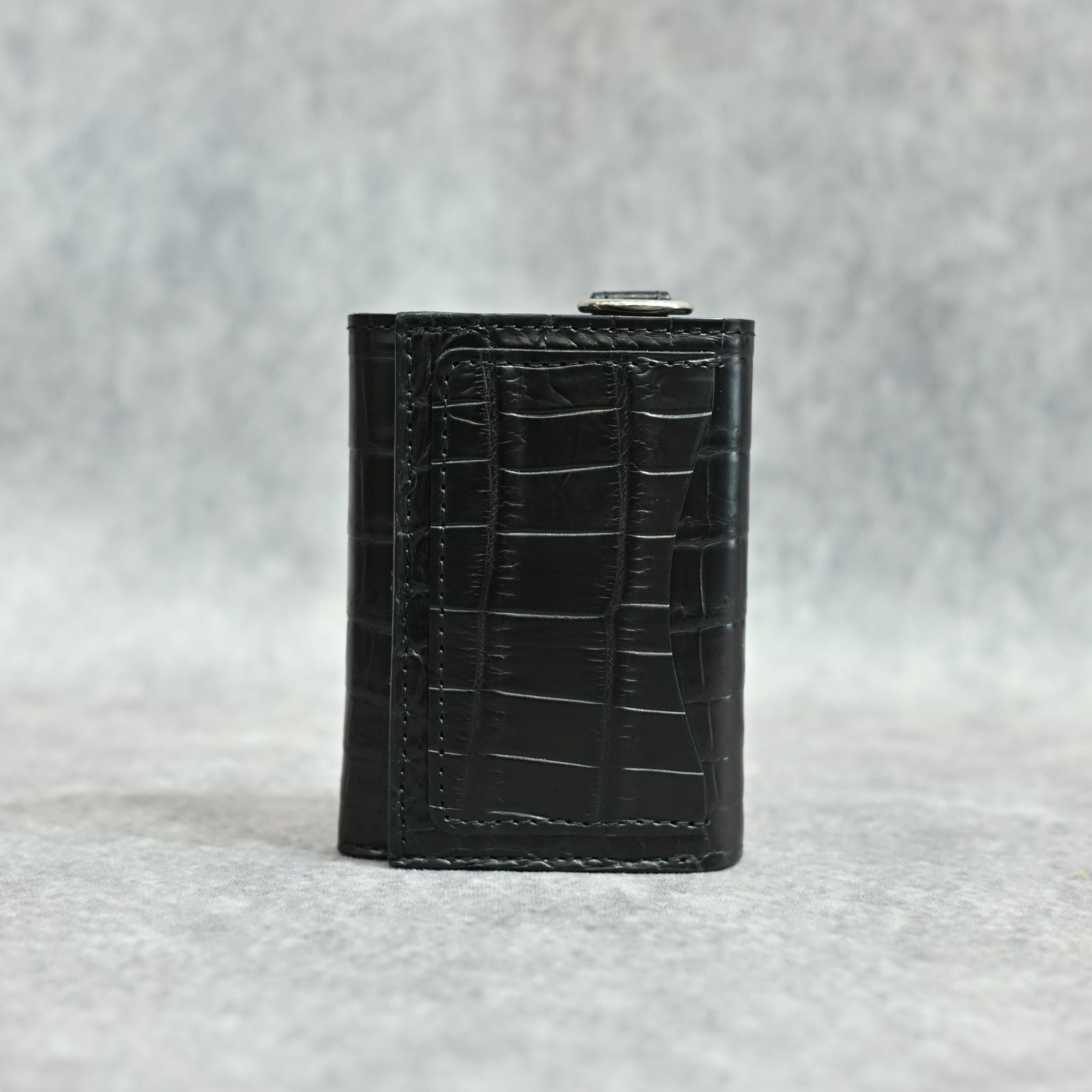 クロコ 札入れ 三つ折り財布 （BLACK）｜383-08