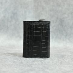 クロコ 札入れ 三つ折り財布 （BLACK）｜383-08