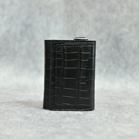 クロコ 札入れ 三つ折り財布 （BLACK）｜383-08