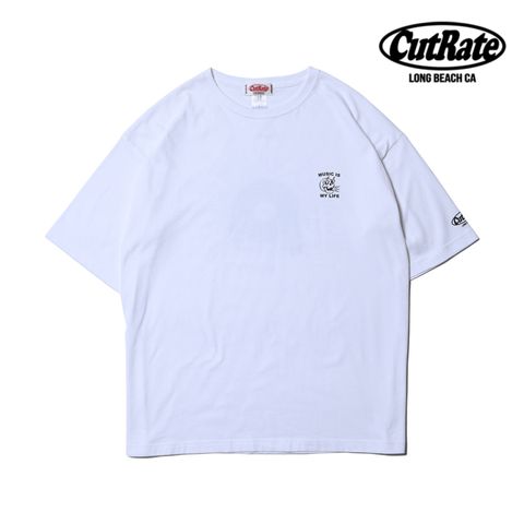 SKULL RECORD LOGO DROPSHOULDER S/S T-SHIRT (WHITE) / ドロップショルダー プリントTシャツ