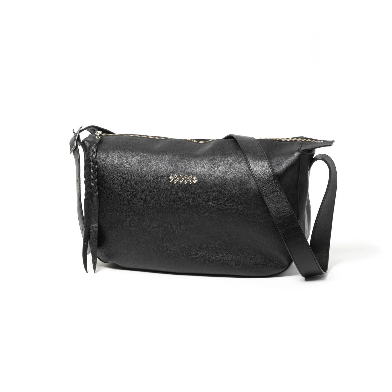 STUDS LEATHER SHOULDER BAG ＜LARGE＞ (BLACK) / スタッズ レザー ショルダーバッグ ＜ラージ＞