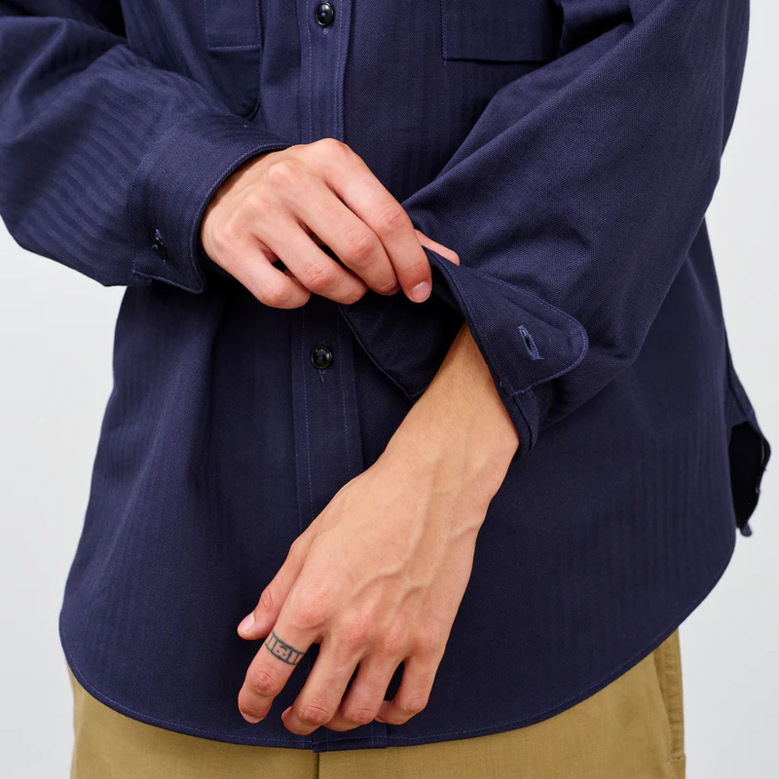 Y1944 HBT SHIRT （NAVY） ヘリンボーンシャツ （ネイビー）