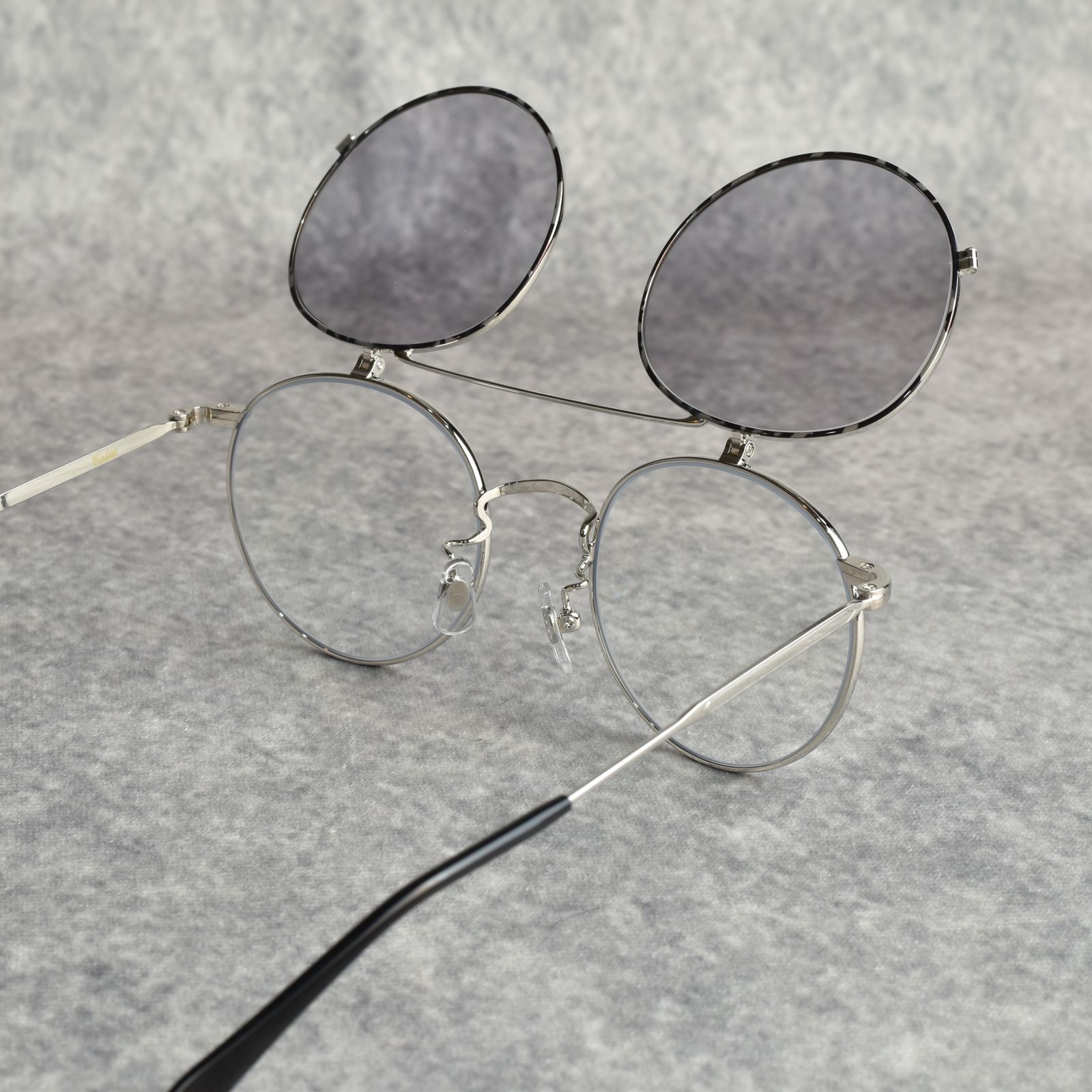 FLIP UP TYPE CIRCLE METAL GLASSES (SILVER/GRAY) / フリップアップタイプ サークルメタル サングラス
