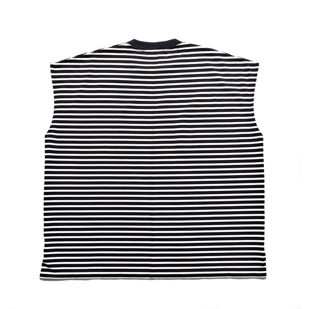 Big Nosleeve Border T-SH （WHITE） / ビック ノースリーブ ボーダーTシャツ （ホワイト） 2505-4007