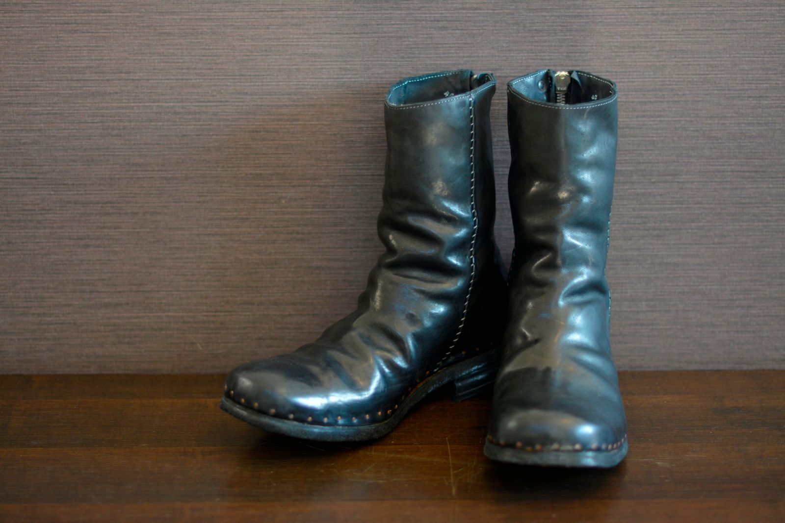 HORSE BACK ZIP PECOS W/NAILS LINED LEATHER SOLES PIECE DYED