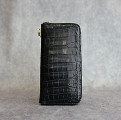 オイルクロコ ラウンドジップ 財布 (BLACK /ブラック) 383-03