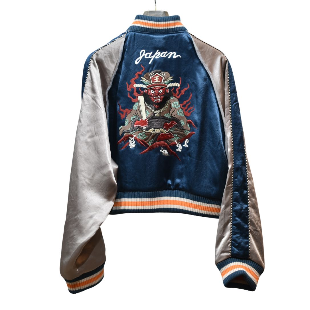 CROPPED YAMA KING EMBROIDERED SOUVENIR JKT (BLUE)｜閻魔大王 スーベニアジャケット・スカジャン ショート丈・短丈｜PD25AW02