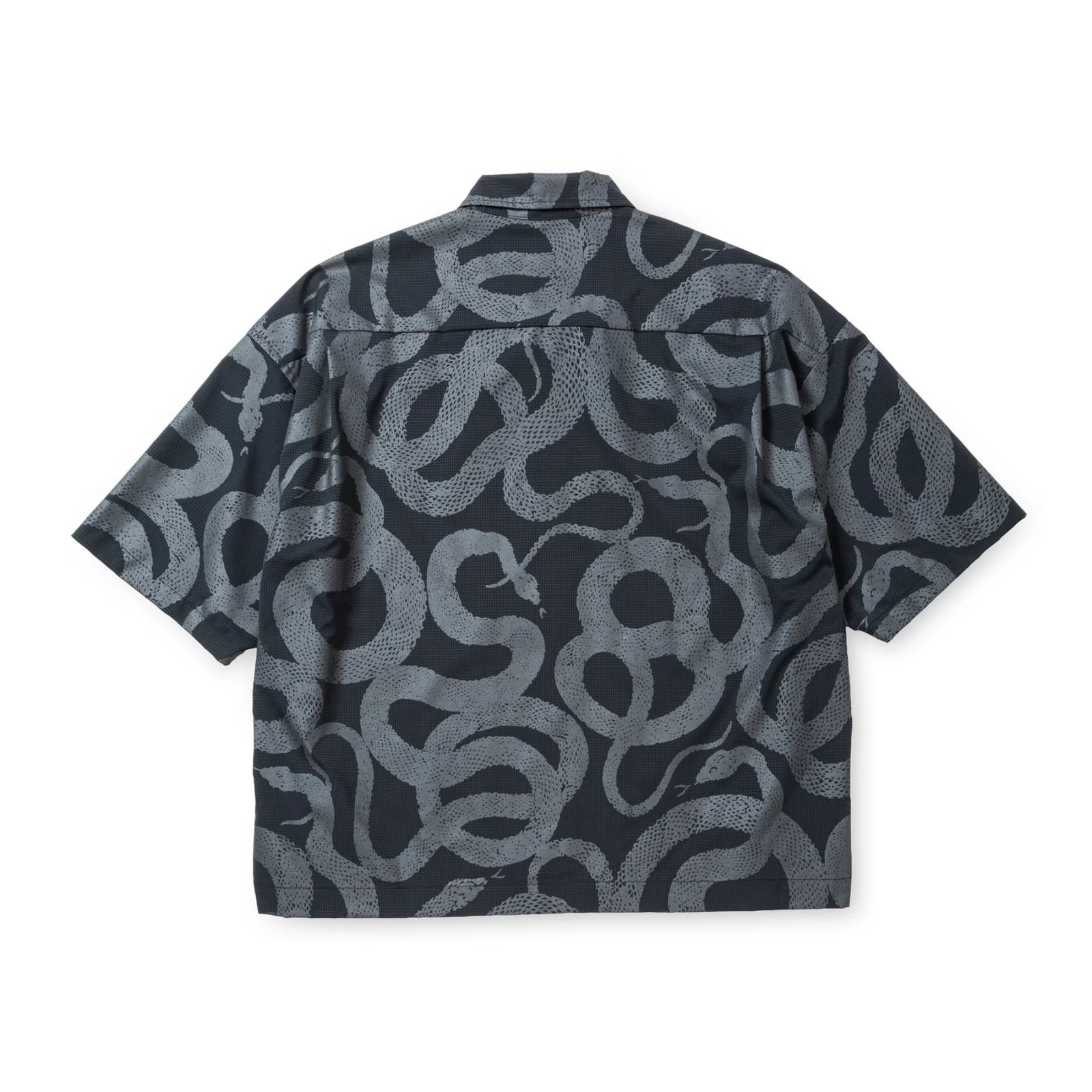 DOTAIR®︎ SNAKE PATTERN ZIP SH ＜REFLECTOR＞ (BLACK) / ドットエア スネーク総柄 半袖シャツ