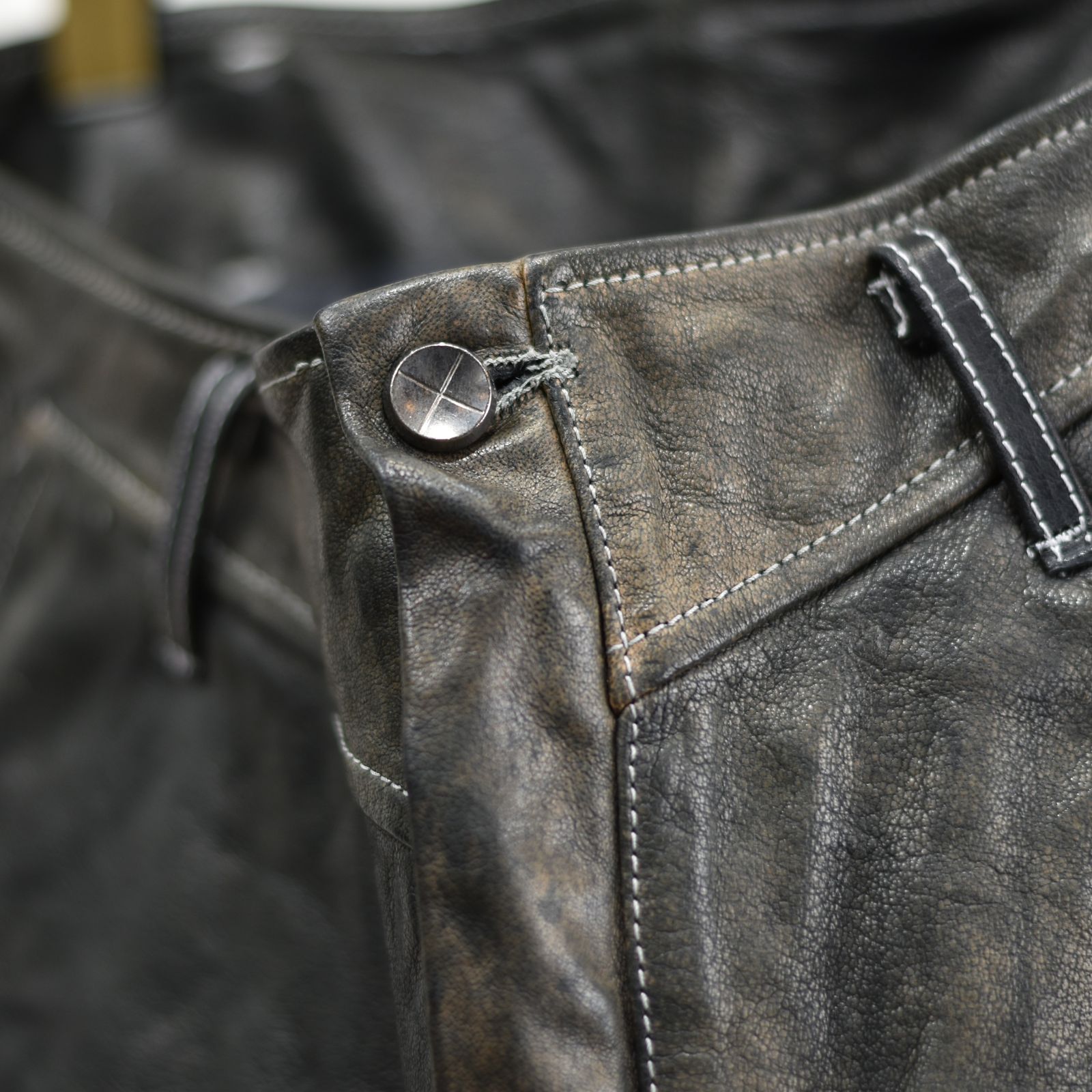BUFFALO LEATHER PANTS ARMYHALF LINED MP-1 (91N)