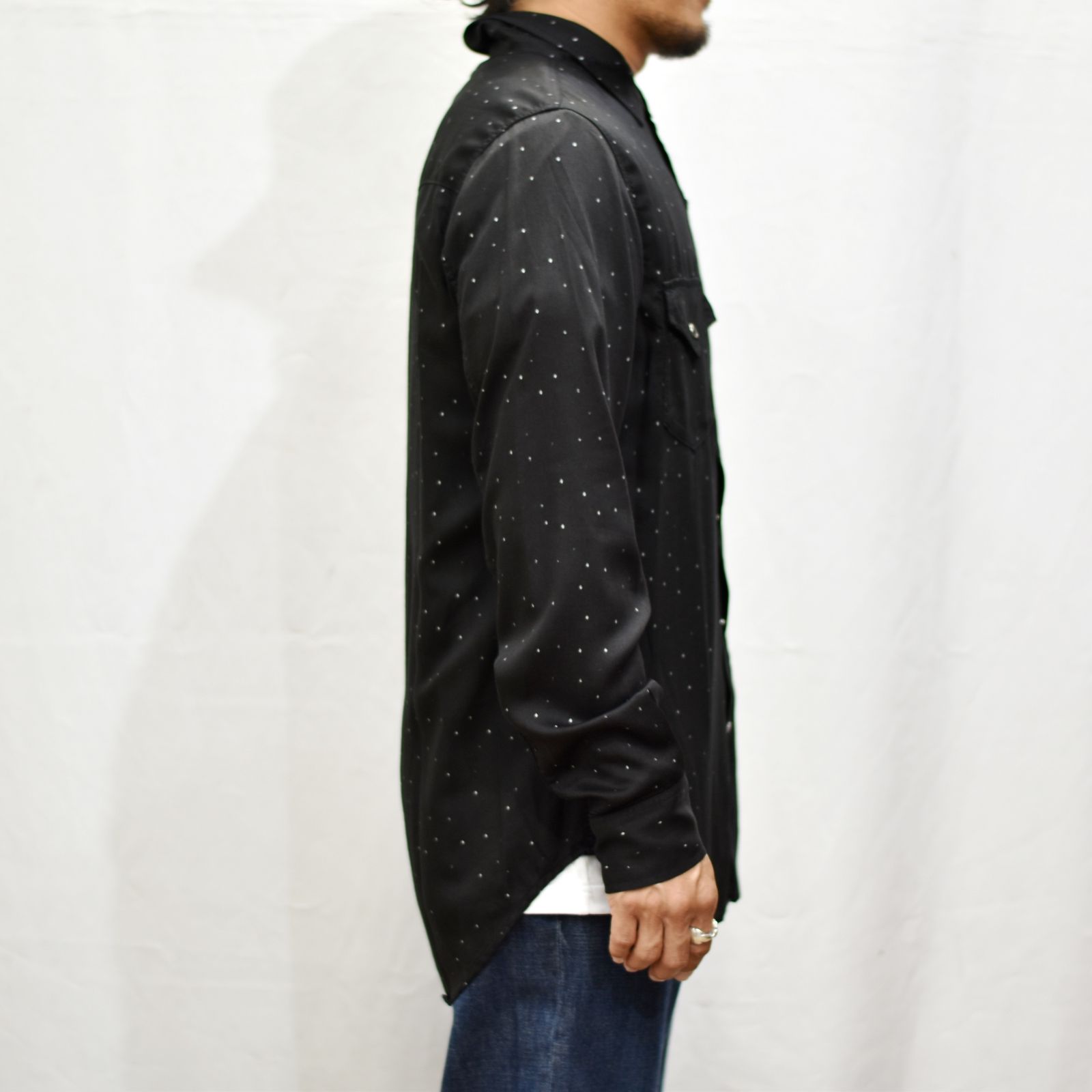 Rhombus Dot C.Denim Western SH (BLK)