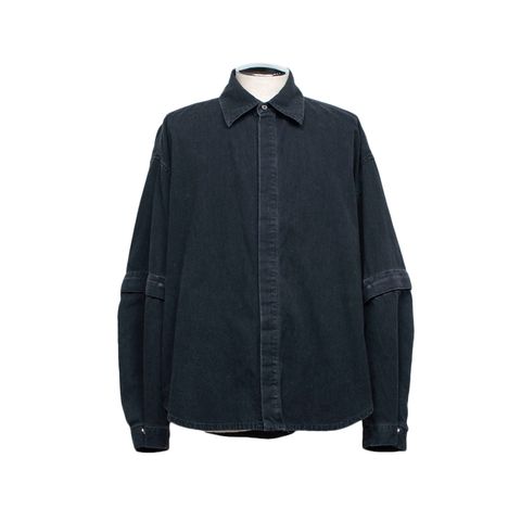 デタッチャブルスリーブホックカフスシャツ (BLACK WASHED)｜LB26SS-SH11-BWD