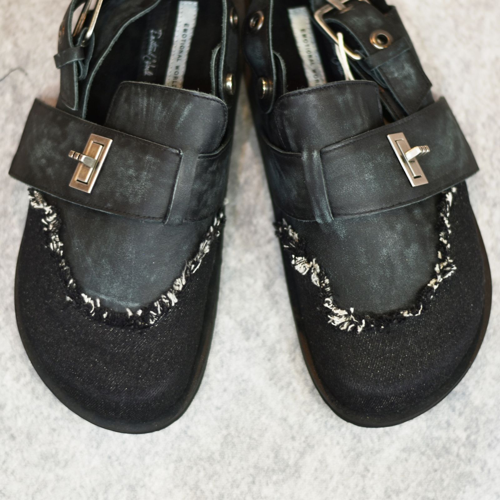 Punk Sandals (BLACK) | レザー 切り替え サンダル