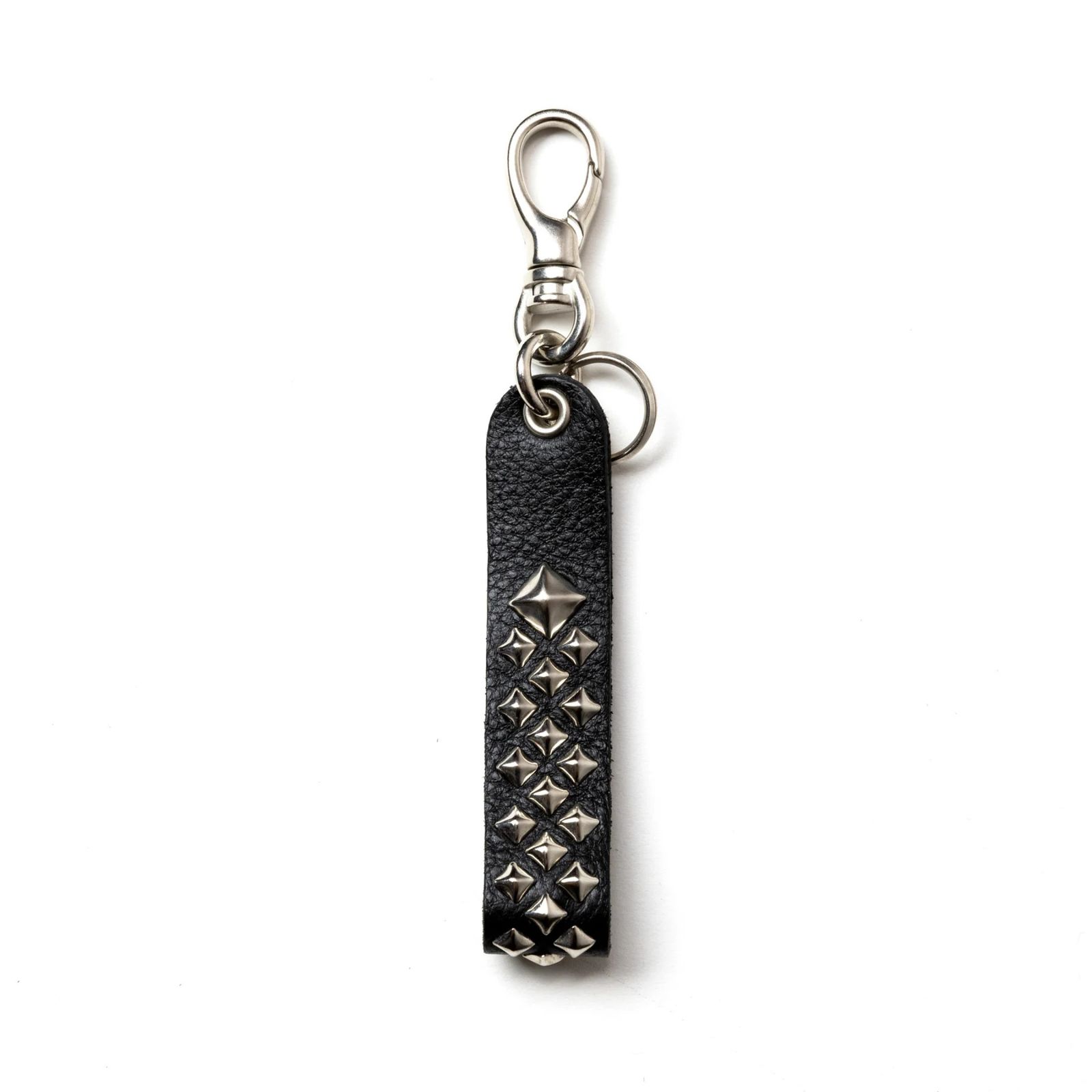 STUDS LEATHER FLAT KEY RING (BLACK) / スタッズレザー キーリング キーホルダー