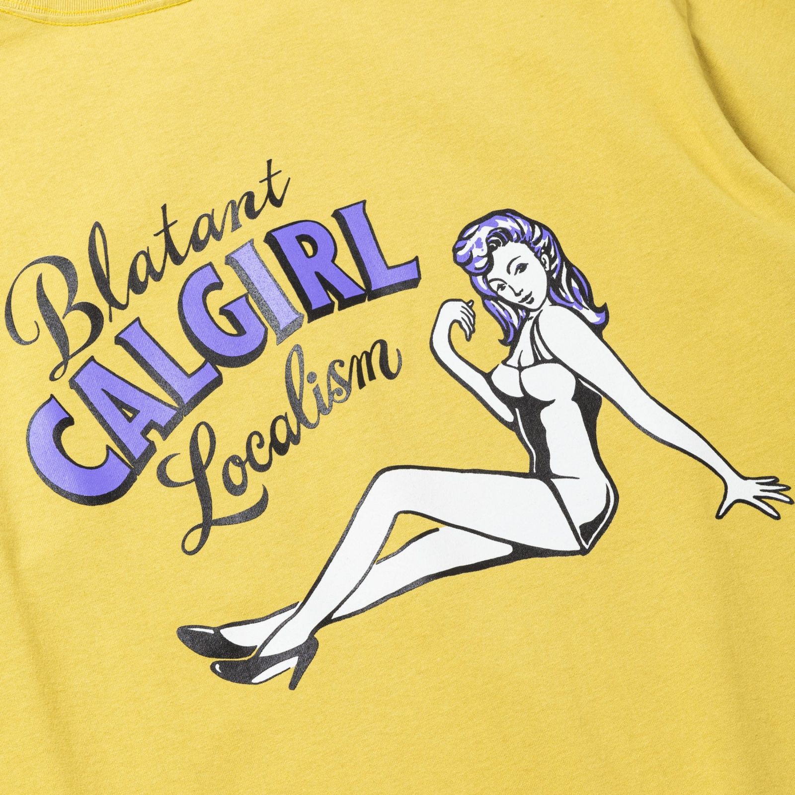 VINTAGE TYPE SYNDICATE RETRO GIRL TEE ＜NATURALLY PAINT DESIGN＞ (YELLOW)｜ワイドシルエット プリントTシャツ｜CL-25SS007NT
