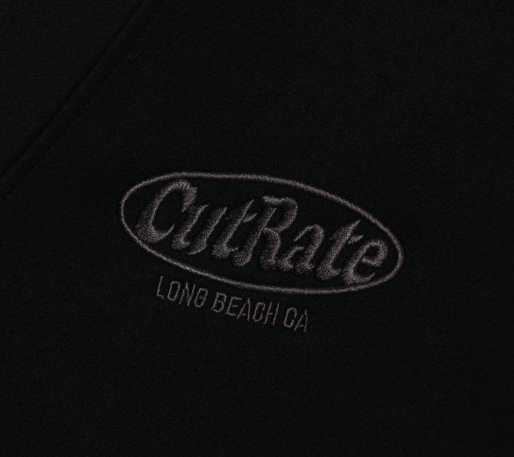 CUTRATE LOGO EMBROIDERY SWEAT CARDIGAN (BLACK×CHARCOAL) / ロゴ刺繍 スウェットカーディガン