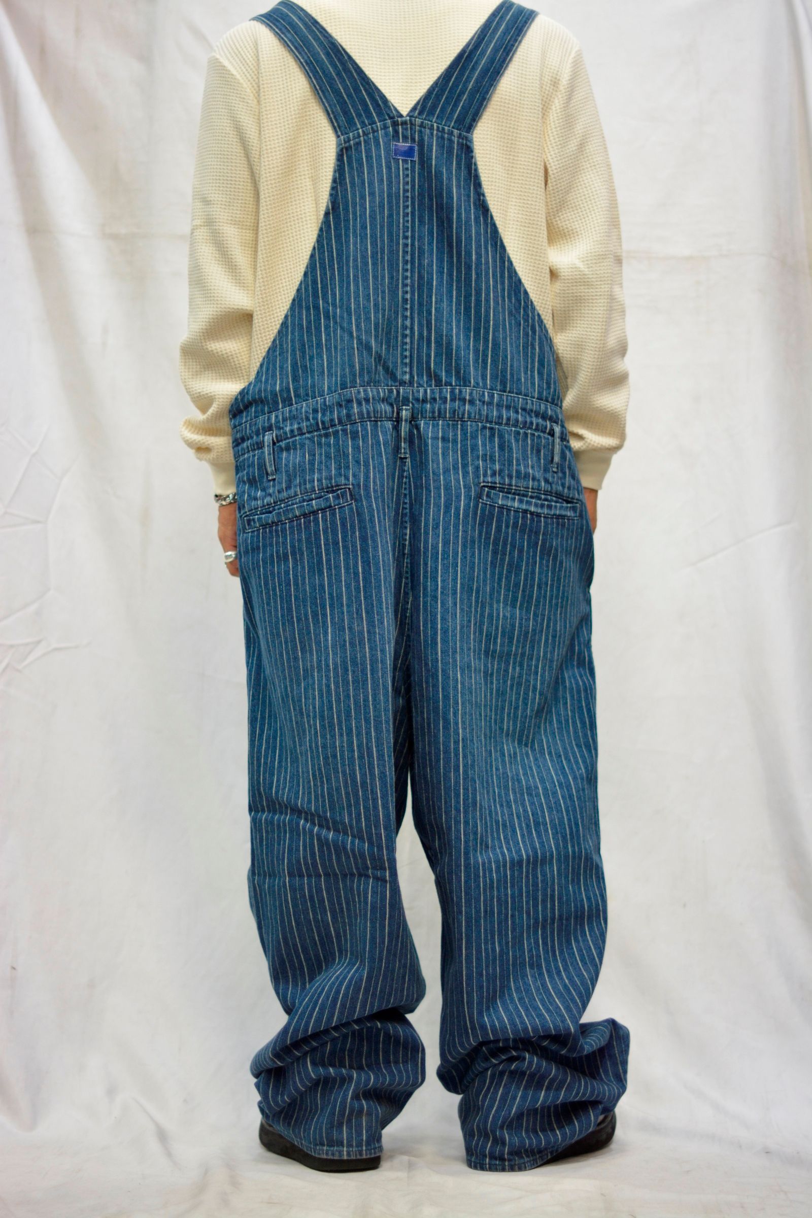 × DISNEY MICKEY MOUSE STRIPE DENIM OVERALLS