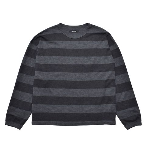 EF.Wool Interlock Border Print Crewneck L/S Pullover （BLT）｜ボーダープリント 長袖Tシャツ｜MDFBF10402