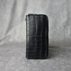 オイルクロコ ラウンドジップ 財布 (BLACK /ブラック) 383-03