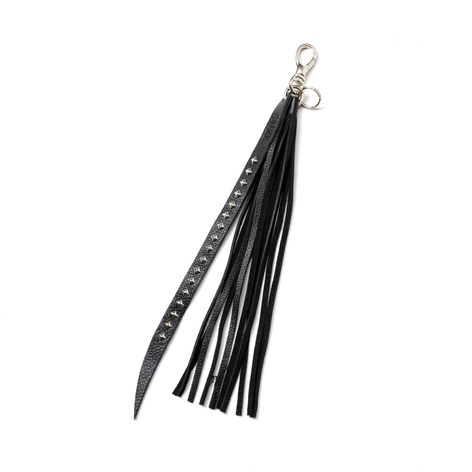 STUDS & TASSEL LEATHER LONG KEY RING (BLACK) / スタッズ タッセル レザー キーリング キーホルダー