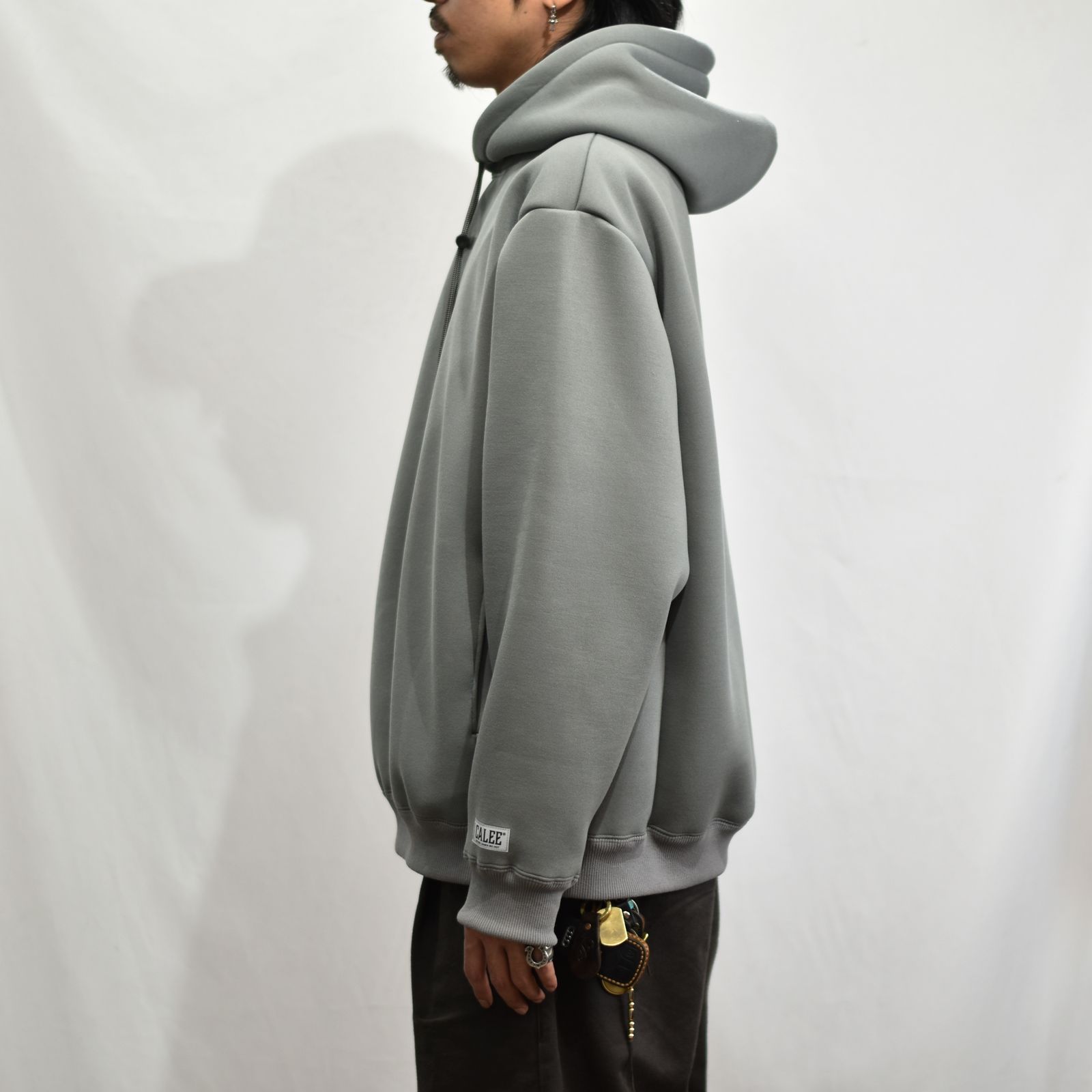 MULTI WAY DOUBLE KNIT PULLOVER HD (BLUE / GRAY) / ダンボールニット プルオーバーパーカー