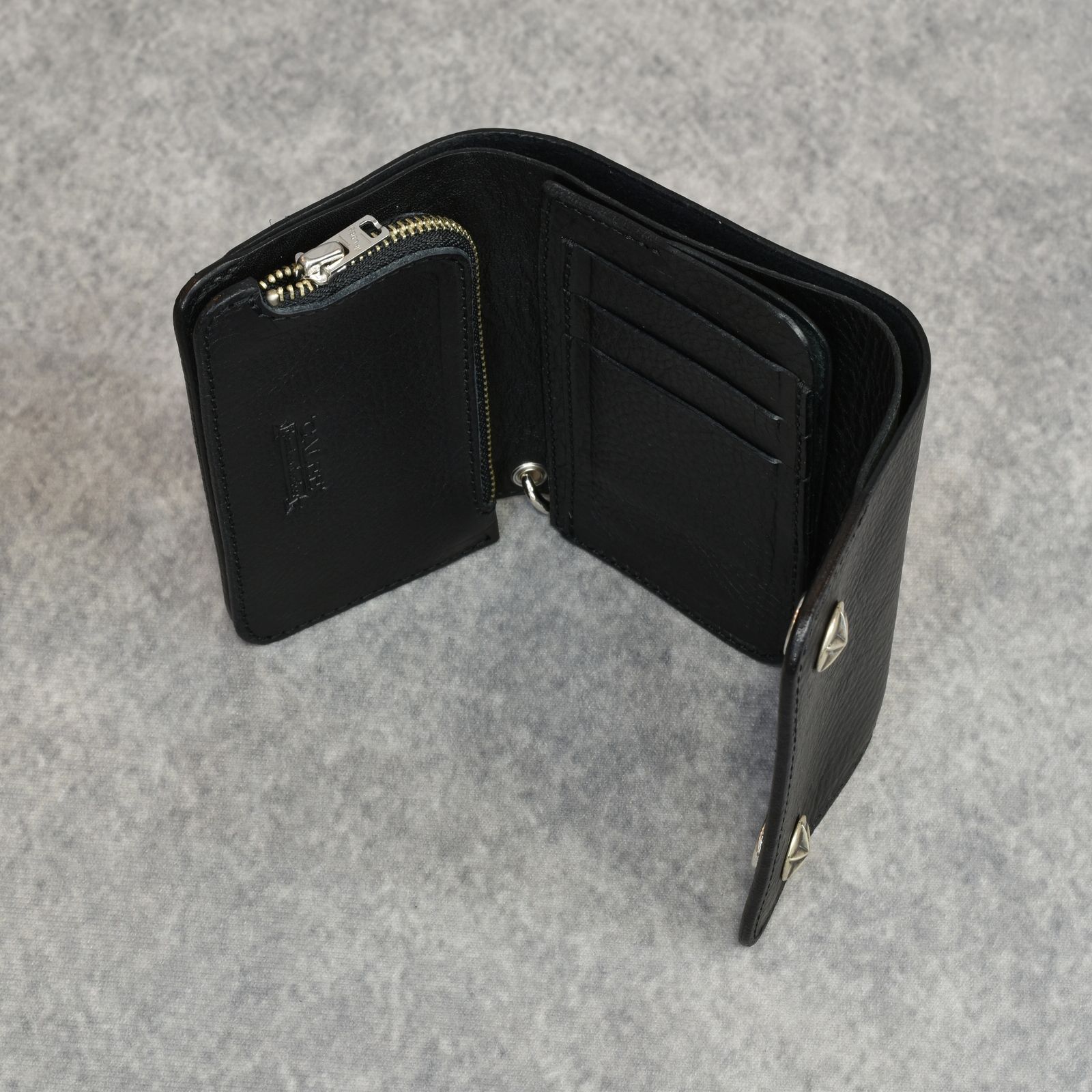 SILVER STAR CONCHO FLAP LEATHER HALF WALLET (BLACK)｜シルバー スターコンチョ 三つ折り ハーフウォレット｜CL-25SS002LE EX