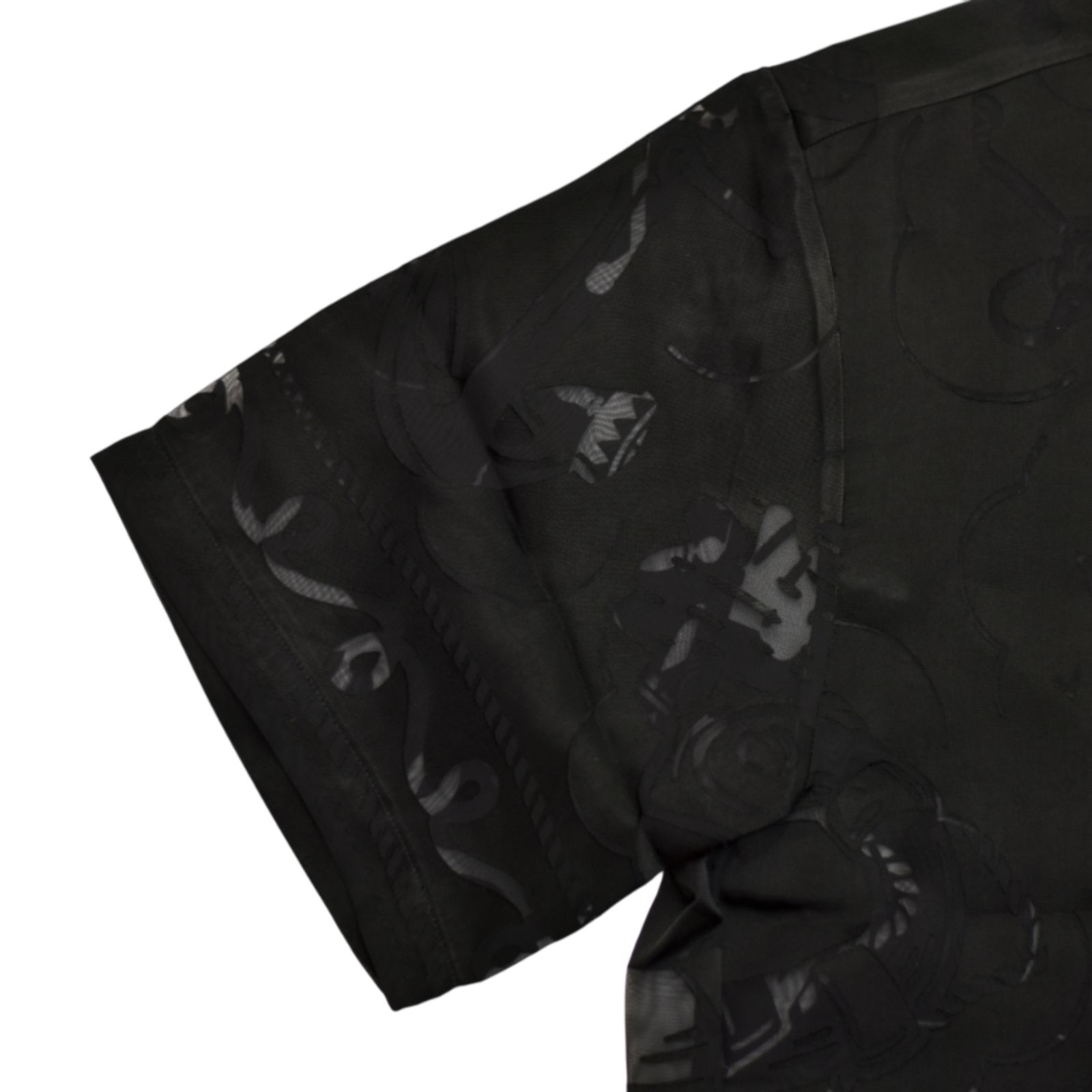 Open Collar S/S Burn Out Shirt "BRASCO" (BLACK)｜オープンカラーシャツ｜Y02002