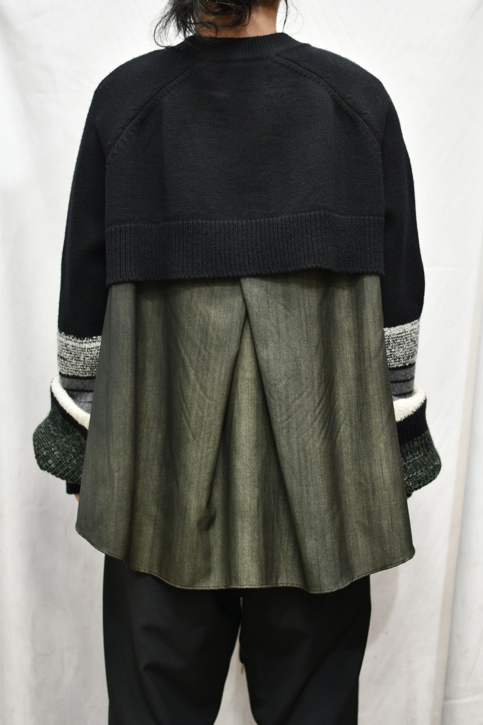 パネルスリーブ レイヤーニット / LB21FW-KN01 (BLACK×MOSS MARBLING)