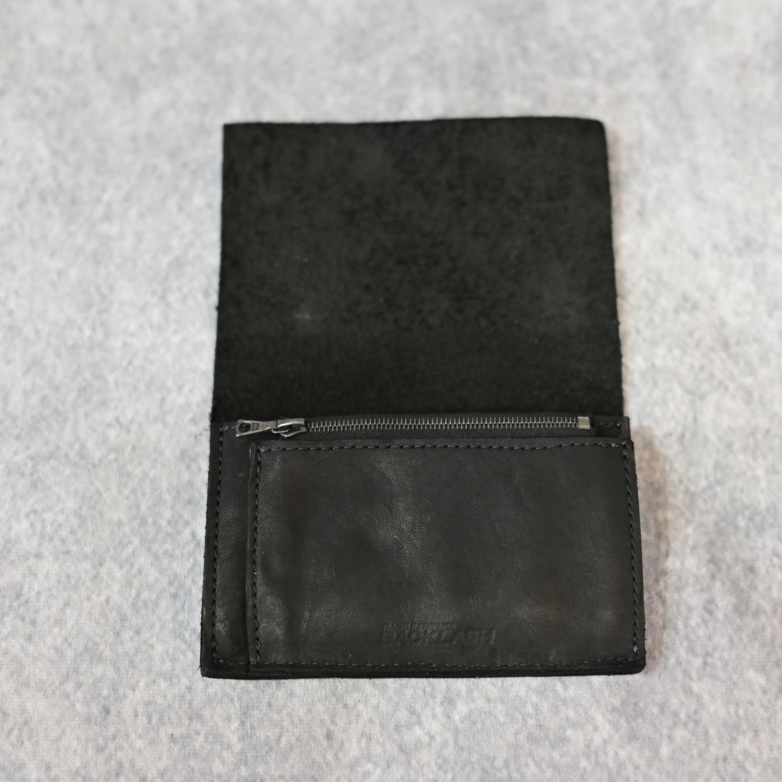 ダブルショルダーレザー製品染め 札入れ （BLACK / ブラック） 318-03