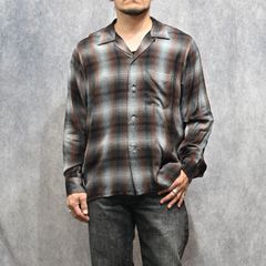 T.Rayon Ombre Open Collar Shirt （BRT / ブラウン）｜オンブレーチェックシャツ｜MDFBF09501