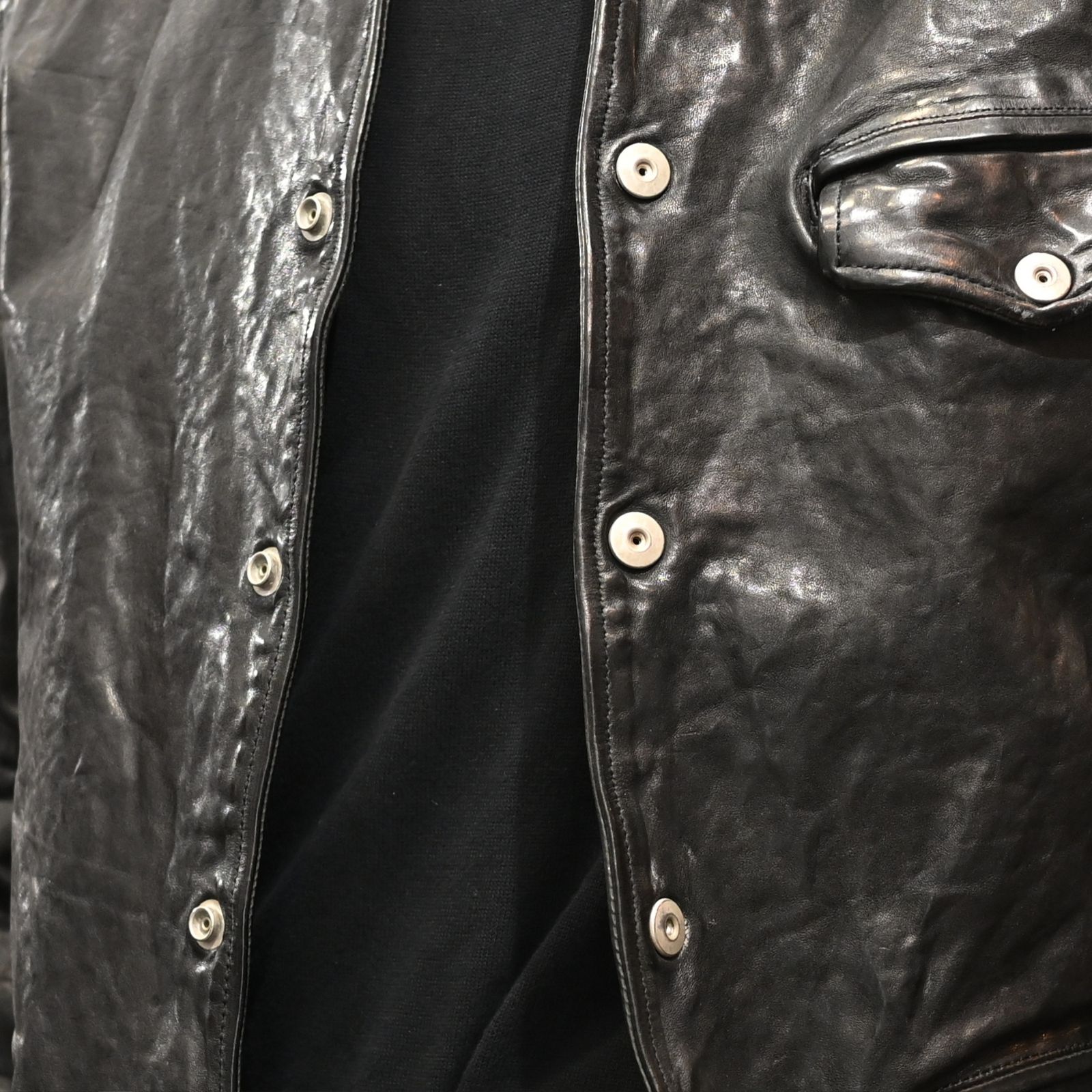 フレンチショルダー 製品染め カーコート （BLACK）｜1842-11