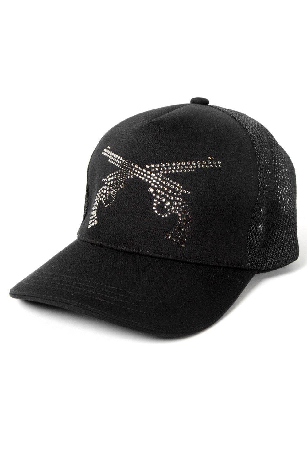 "PISTOL" KNIT DENIM MESH CAP (BLK*HEMATITE)