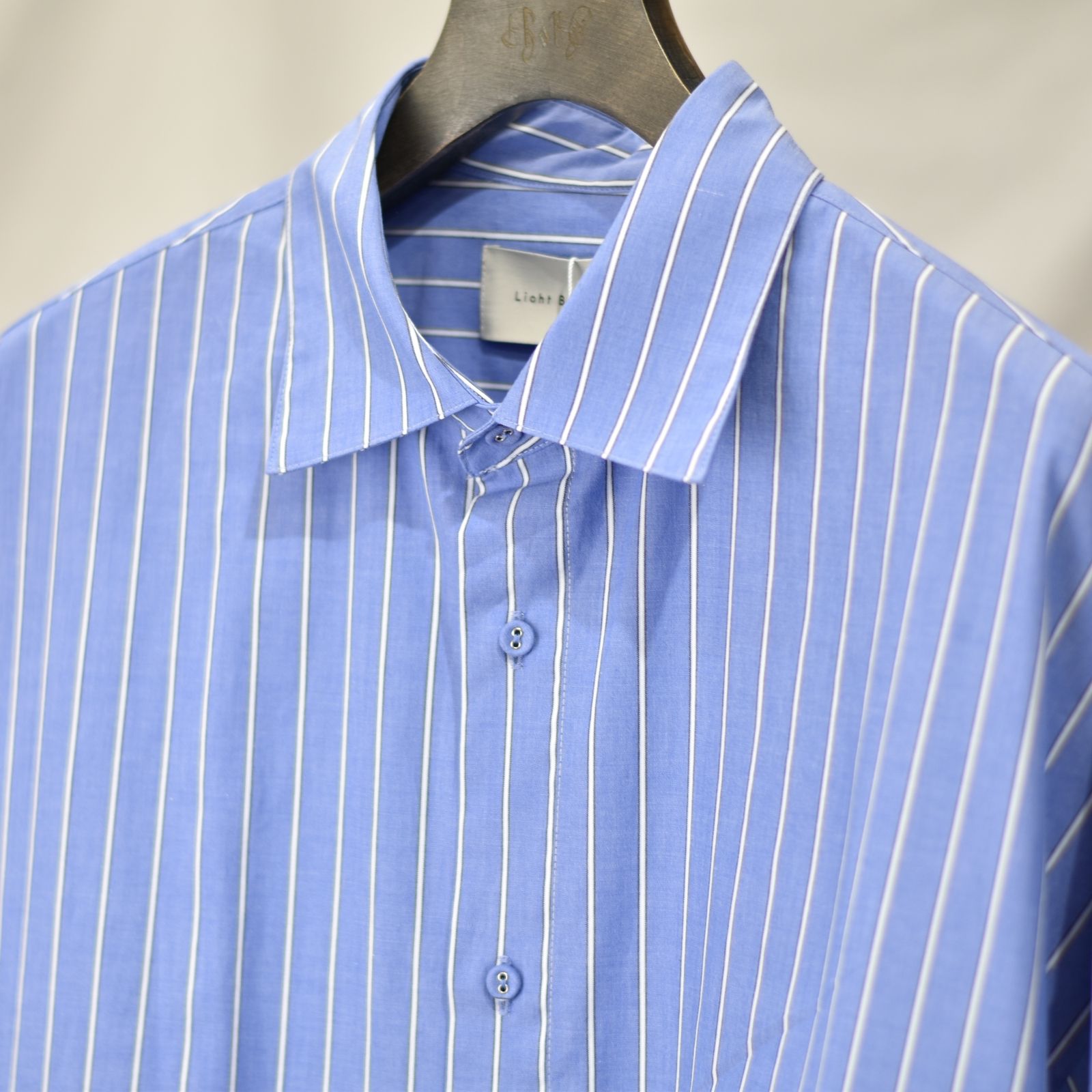 ニードルパンチ 切り替えシャツ / LB23SS-SH01-NDP (BLUE STRIPE×GRAY)
