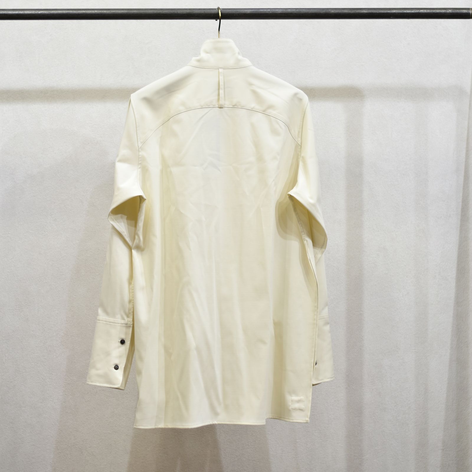 stand neck crevice shirt (WHITE) / スタンドネック サイドスリット シャツ