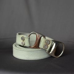 HORSE WHITE LEATHER BELT D-RING
