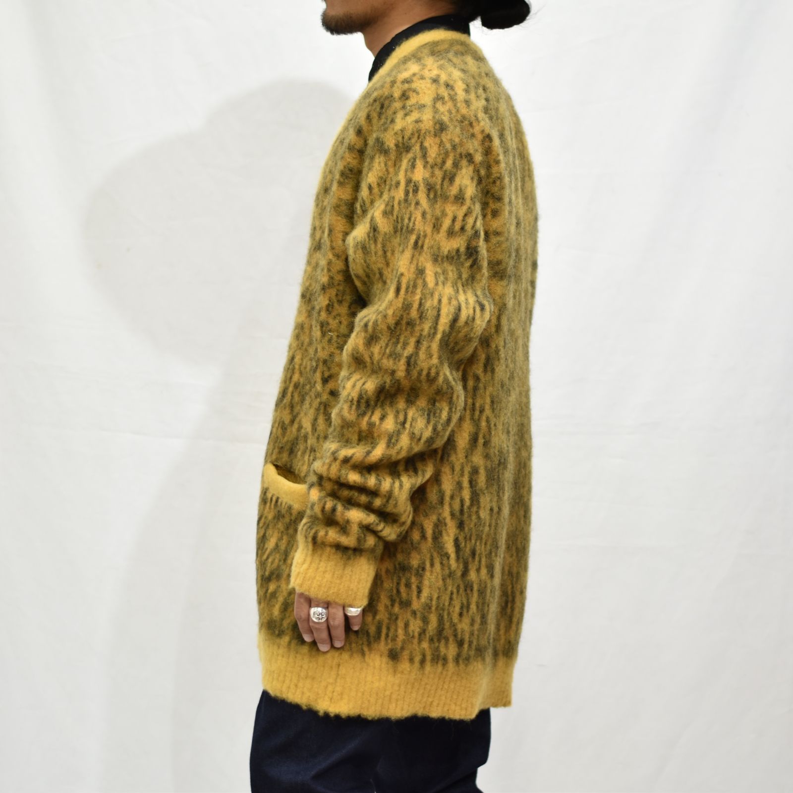 MINEDENIM   Kid Mohair Leopard Knit Long Cardigan   chord online store