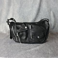 ジャパン カーフ タンニン鞣し 製品洗い加工 ショルダーバッグ (BLACK / ブラック) / 254-04