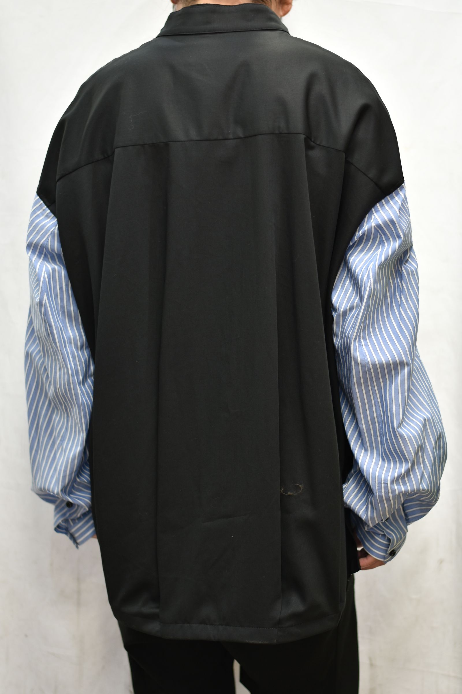 スタンドカラー ルーズシャツ / LB21SS-SH02-ST (BLACK×SAX STRIPE)