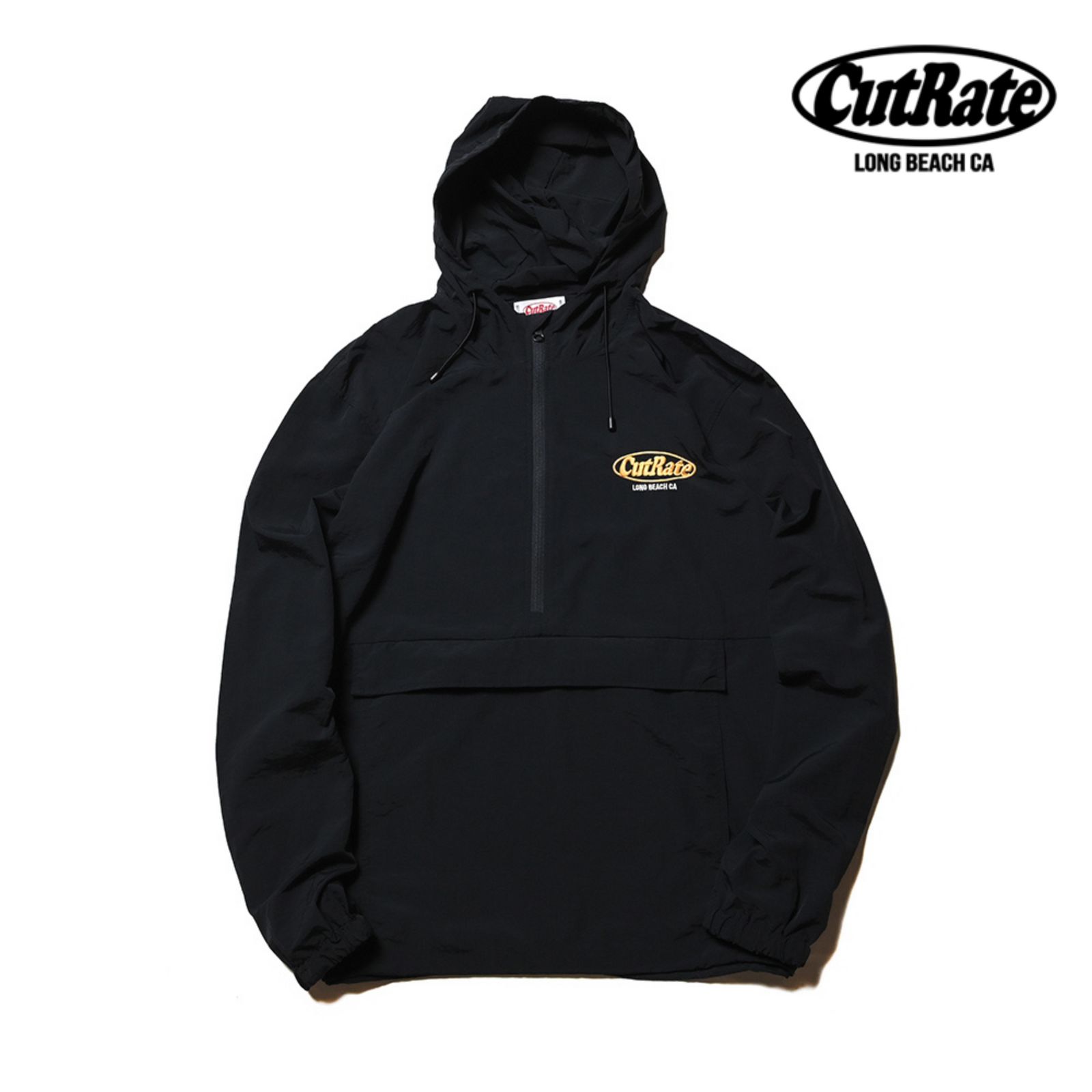 CUTRATE LOGO EMBROIDERY UTILITY HOODIE (BLACK) / ロゴ刺繍 アノラックパーカー