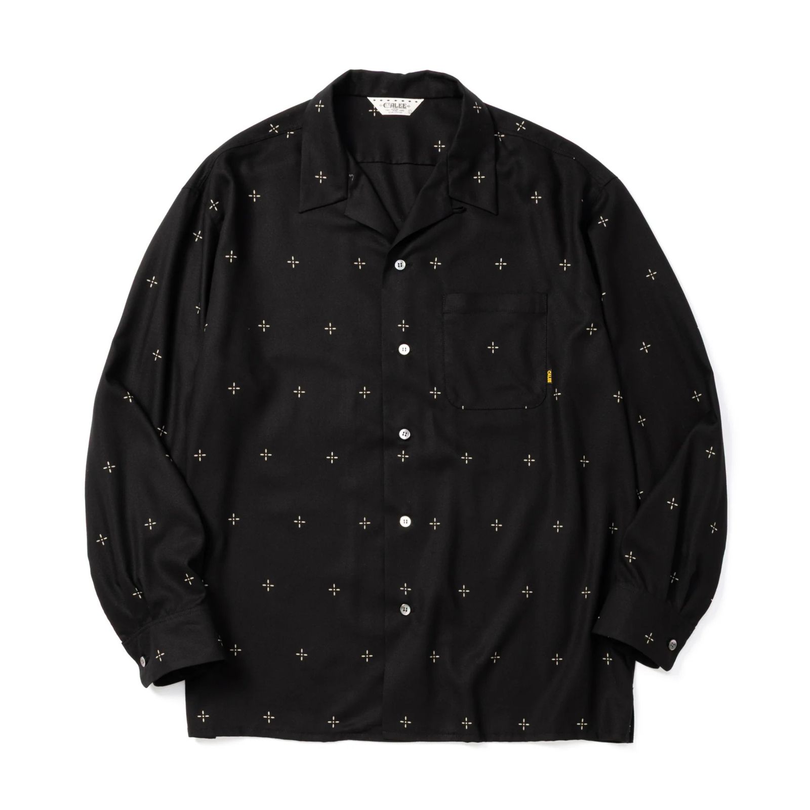 CROSS PATTERN SH (BLACK)｜クロス柄 オープンカラー 長袖シャツ｜CL-26AWCRS003
