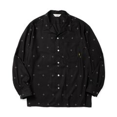 CROSS PATTERN SH (BLACK)｜クロス柄 オープンカラー 長袖シャツ｜CL-26AWCRS003